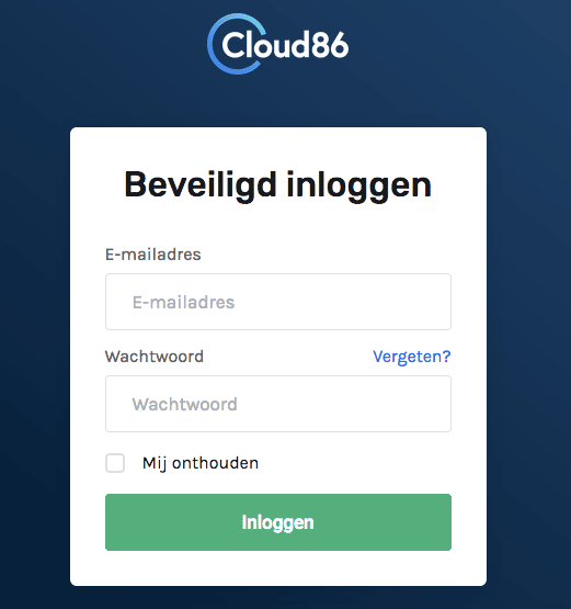 cloud86 inloggen